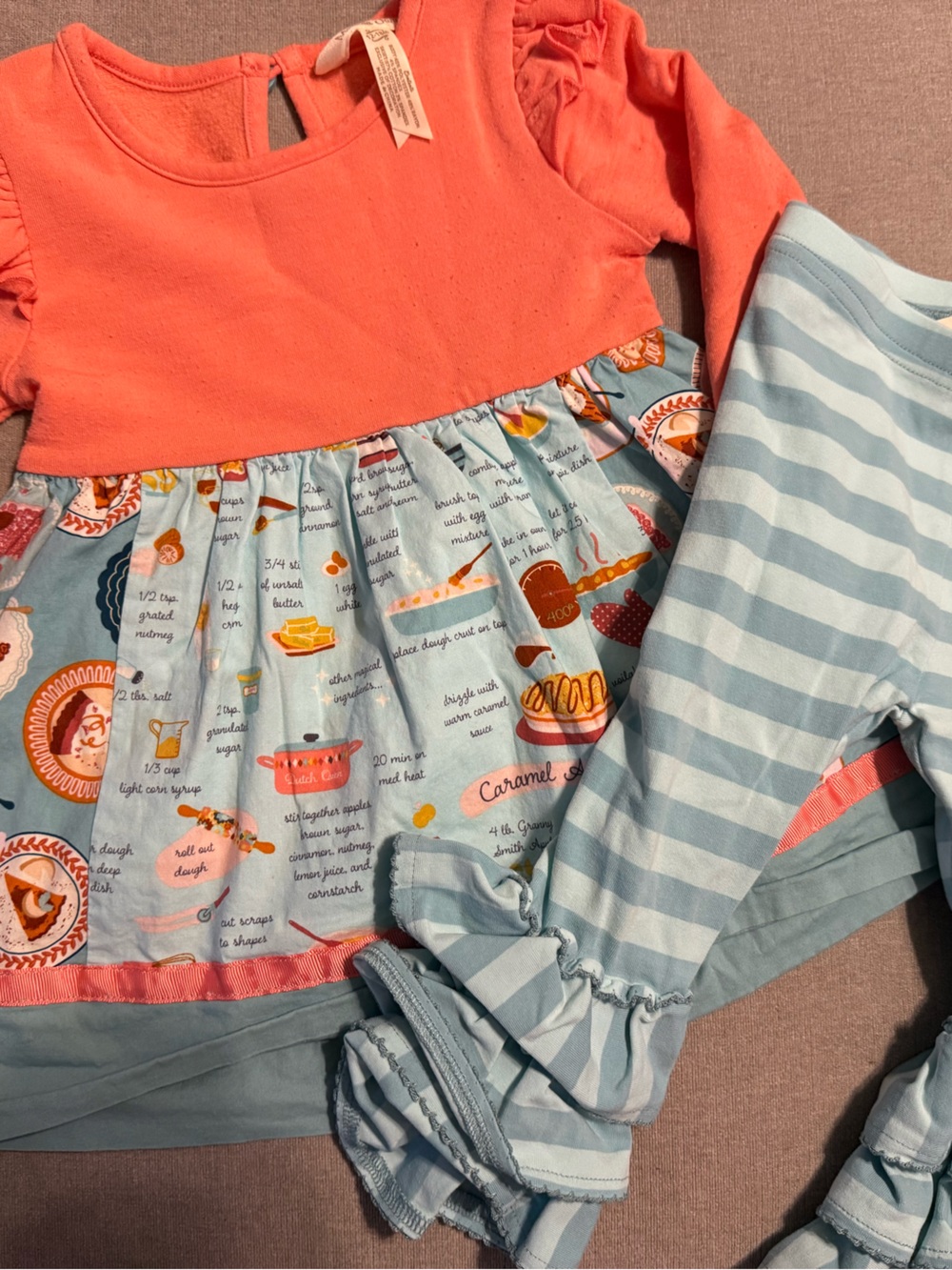 Matilda Jane light blue striped top with coral accent